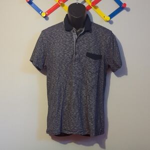 Saks Fifth Avenue Black and Gray Polo Shirt